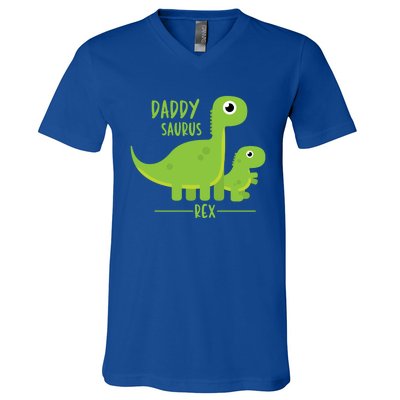 Cool Funny Fathers Day Cute Gift Daddysaurus Rex Dino Cool Gift V-Neck T-Shirt