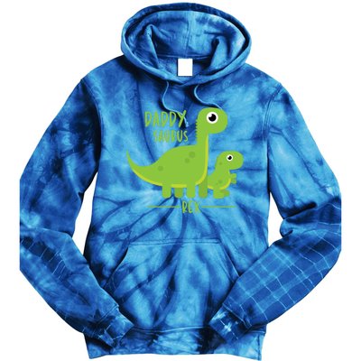 Cool Funny Fathers Day Cute Gift Daddysaurus Rex Dino Cool Gift Tie Dye Hoodie