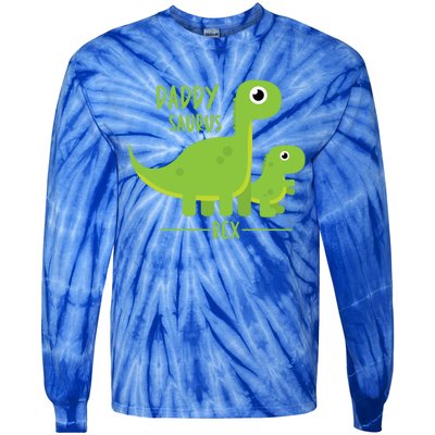 Cool Funny Fathers Day Cute Gift Daddysaurus Rex Dino Cool Gift Tie-Dye Long Sleeve Shirt