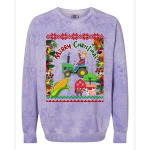 Cute Farmer Farm Ugly Christmas Holiday Party Funny Gift Funny Gift Colorblast Crewneck Sweatshirt