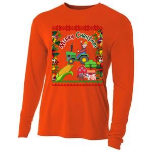 Cute Farmer Farm Ugly Christmas Holiday Party Funny Gift Funny Gift Cooling Performance Long Sleeve Crew