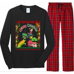 Cute Farmer Farm Ugly Christmas Holiday Party Funny Gift Funny Gift Long Sleeve Pajama Set