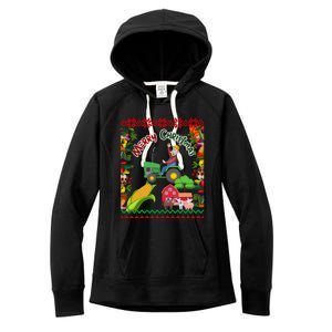 Cute Farmer Farm Ugly Christmas Holiday Party Funny Gift Funny Gift Women's Fleece Hoodie