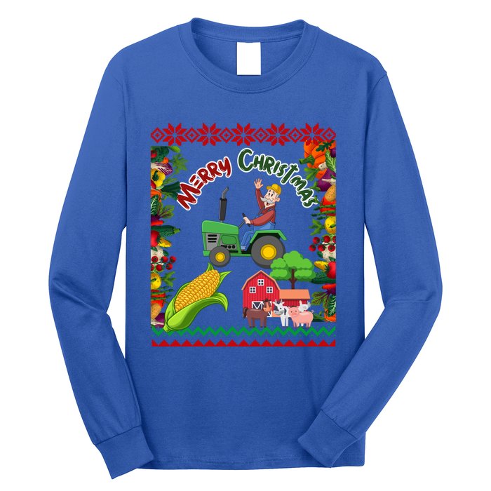 Cute Farmer Farm Ugly Christmas Holiday Party Funny Gift Funny Gift Long Sleeve Shirt