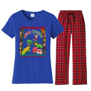 Cute Farmer Farm Ugly Christmas Holiday Party Funny Gift Funny Gift Women's Flannel Pajama Set