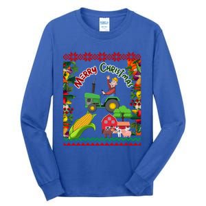 Cute Farmer Farm Ugly Christmas Holiday Party Funny Gift Funny Gift Tall Long Sleeve T-Shirt