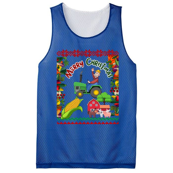 Cute Farmer Farm Ugly Christmas Holiday Party Funny Gift Funny Gift Mesh Reversible Basketball Jersey Tank