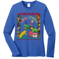 Cute Farmer Farm Ugly Christmas Holiday Party Funny Gift Funny Gift Ladies Long Sleeve Shirt