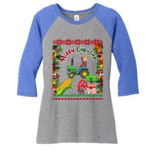 Cute Farmer Farm Ugly Christmas Holiday Party Funny Gift Funny Gift Women's Tri-Blend 3/4-Sleeve Raglan Shirt