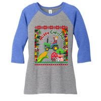 Cute Farmer Farm Ugly Christmas Holiday Party Funny Gift Funny Gift Women's Tri-Blend 3/4-Sleeve Raglan Shirt