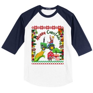 Cute Farmer Farm Ugly Christmas Holiday Party Funny Gift Funny Gift Baseball Sleeve Shirt