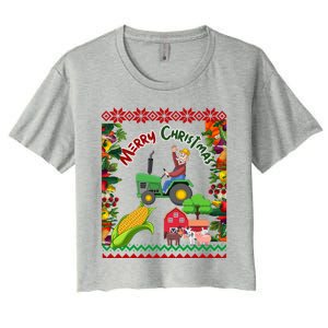 Cute Farmer Farm Ugly Christmas Holiday Party Funny Gift Funny Gift Women's Crop Top Tee