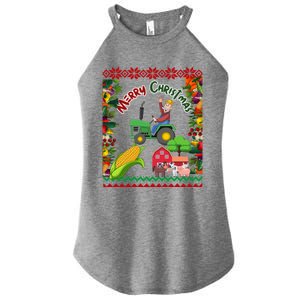 Cute Farmer Farm Ugly Christmas Holiday Party Funny Gift Funny Gift Women's Perfect Tri Rocker Tank