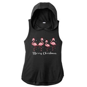 Christmas Funny Flamingo Pink Christmas Tree Xmas Gift Ladies PosiCharge Tri-Blend Wicking Draft Hoodie Tank