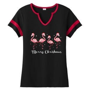 Christmas Funny Flamingo Pink Christmas Tree Xmas Gift Ladies Halftime Notch Neck Tee