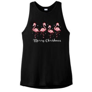 Christmas Funny Flamingo Pink Christmas Tree Xmas Gift Ladies PosiCharge Tri-Blend Wicking Tank