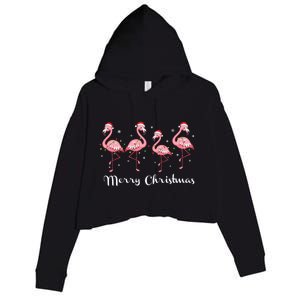 Christmas Funny Flamingo Pink Christmas Tree Xmas Gift Crop Fleece Hoodie