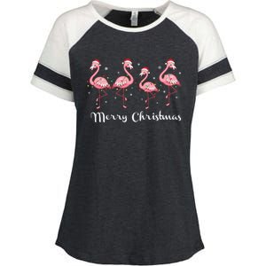 Christmas Funny Flamingo Pink Christmas Tree Xmas Gift Enza Ladies Jersey Colorblock Tee