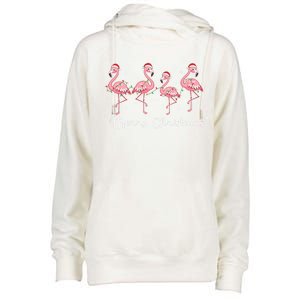 Christmas Funny Flamingo Pink Christmas Tree Xmas Gift Womens Funnel Neck Pullover Hood