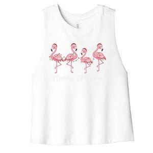 Christmas Funny Flamingo Pink Christmas Tree Xmas Gift Women's Racerback Cropped Tank