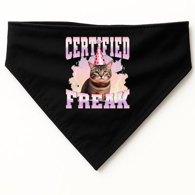 Certified Freak Funny Cat Joke Meme Cement Cursed Cat USA-Made Doggie Bandana