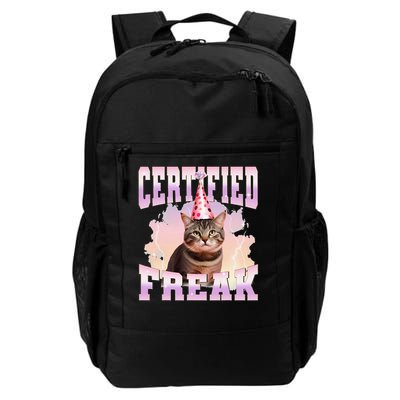 Certified Freak Funny Cat Joke Meme Cement Cursed Cat Backpack