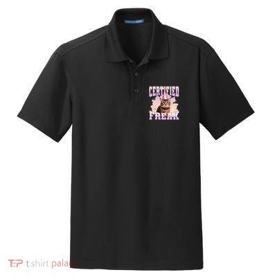 Certified Freak Funny Cat Joke Meme Cement Cursed Cat Dry Zone Grid Polo