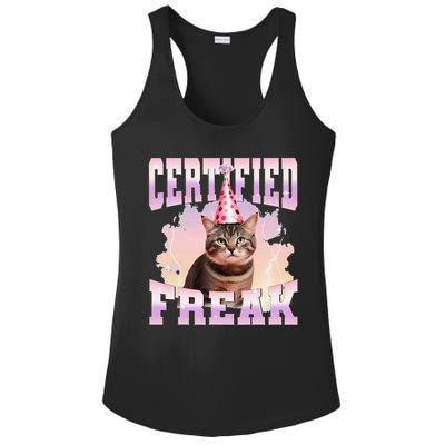 Certified Freak Funny Cat Joke Meme Cement Cursed Cat Ladies PosiCharge Competitor Racerback Tank