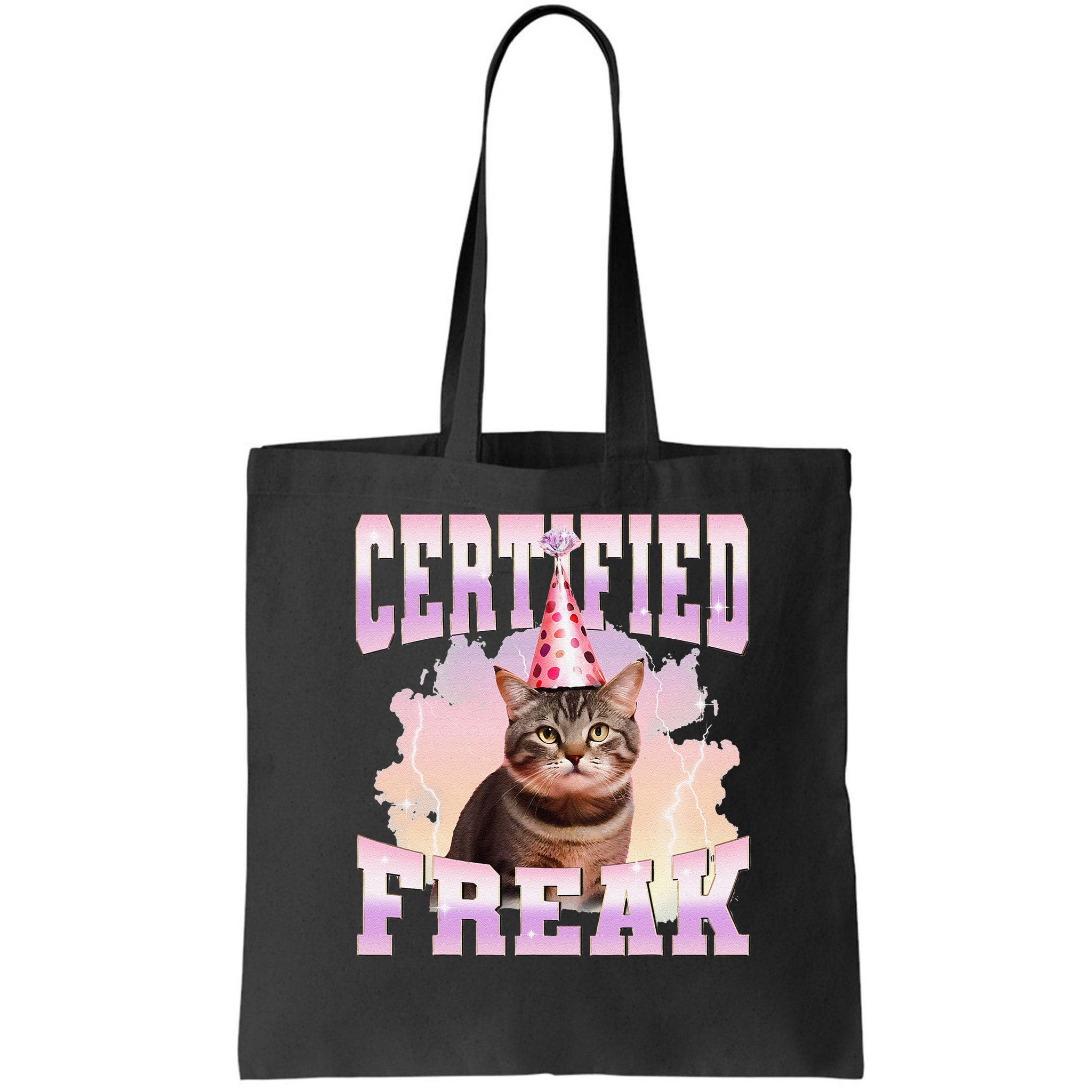 Certified Freak Funny Cat Joke Meme Cement Cursed Cat Bag