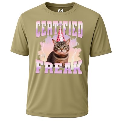 Certified Freak Funny Cat Joke Meme Cement Cursed Cat Performance Shirt