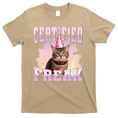 Certified Freak Funny Cat Joke Meme Cement Cursed Cat T-Shirt