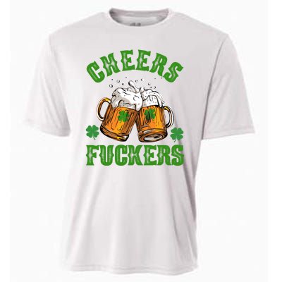 Cheers Fuckers Funny St Patrick's Day Beer Cooling Performance Crew T-Shirt