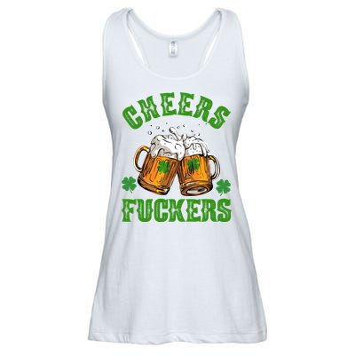 Cheers Fuckers Funny St Patrick's Day Beer Ladies Essential Flowy Tank