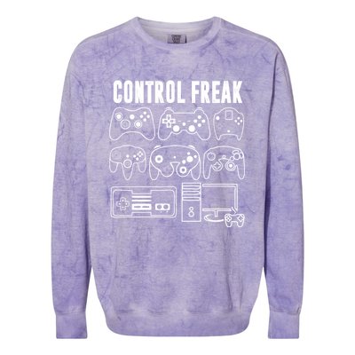 Control Freak Funny Video Game Player Quote Retro Controller Cool Gift Colorblast Crewneck Sweatshirt