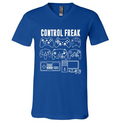 Control Freak Funny Video Game Player Quote Retro Controller Cool Gift V-Neck T-Shirt