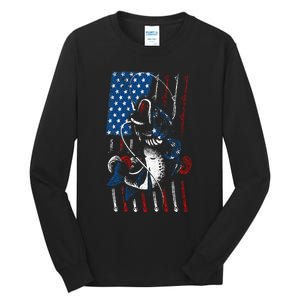 Cool Fishing For Men Women American Flag USA Fish Lover Tall Long Sleeve T-Shirt