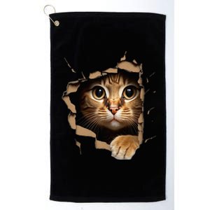 Cute kitten looks from torn fabric - Cats  Platinum Collection Golf Towel