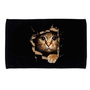 Cute kitten looks from torn fabric - Cats  Microfiber Hand Towel