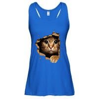 Cute kitten looks from torn fabric - Cats  Ladies Essential Flowy Tank