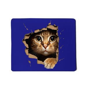 Cute kitten looks from torn fabric - Cats  Mousepad