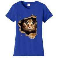 Cute kitten looks from torn fabric - Cats  Women's T-Shirt