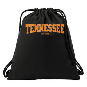 Classic TN Orange Print Retro Varsity Vintage Tennessee Drawstring Bag