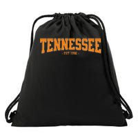 Classic TN Orange Print Retro Varsity Vintage Tennessee Drawstring Bag