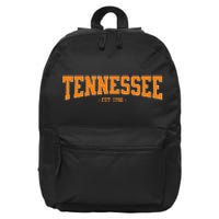 Classic TN Orange Print Retro Varsity Vintage Tennessee 16 in Basic Backpack