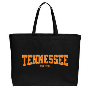 Classic TN Orange Print Retro Varsity Vintage Tennessee Cotton Canvas Jumbo Tote