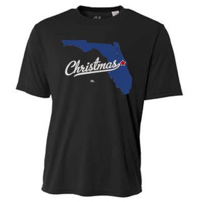 Christmas Florida FL Map Cooling Performance Crew T-Shirt