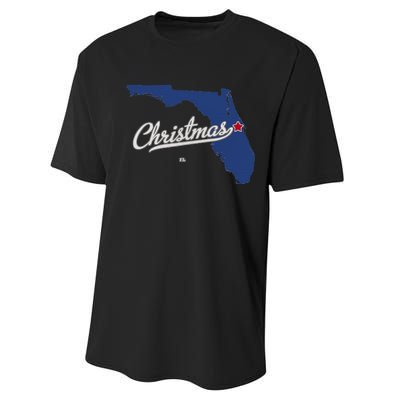 Christmas Florida FL Map Performance Sprint T-Shirt