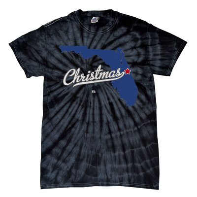 Christmas Florida FL Map Tie-Dye T-Shirt