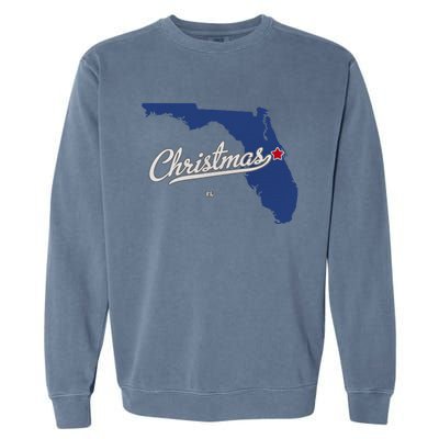 Christmas Florida FL Map Garment-Dyed Sweatshirt