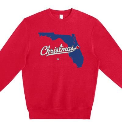 Christmas Florida FL Map Premium Crewneck Sweatshirt